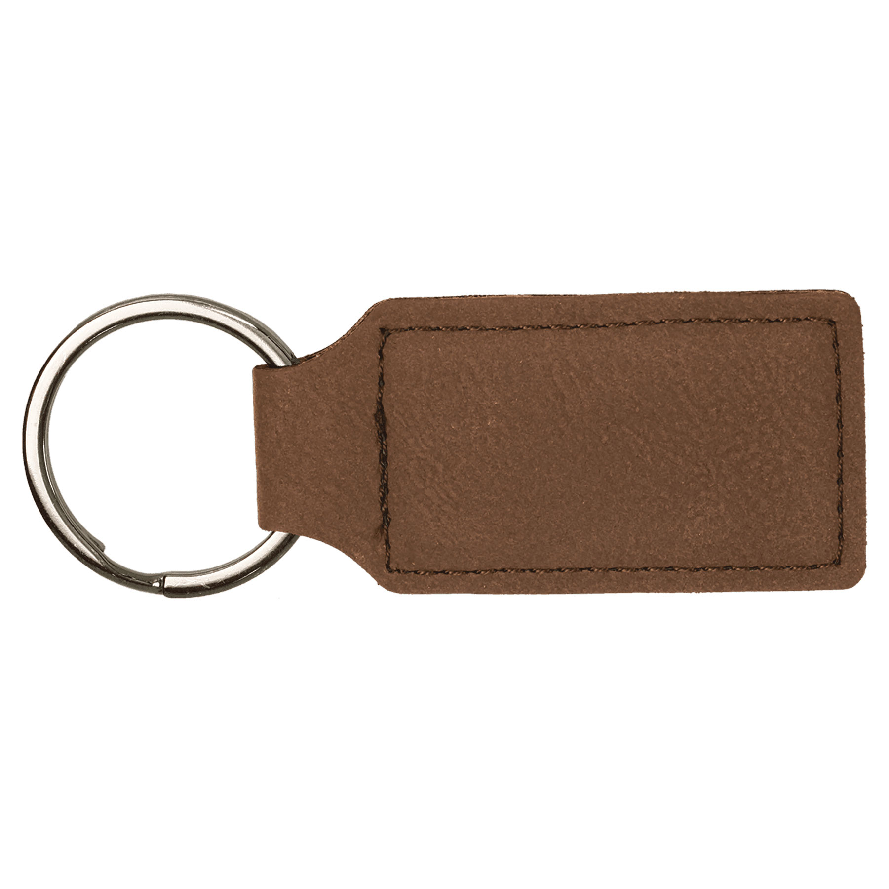 Dark Brown Leatherette Rectangle Keychain 1