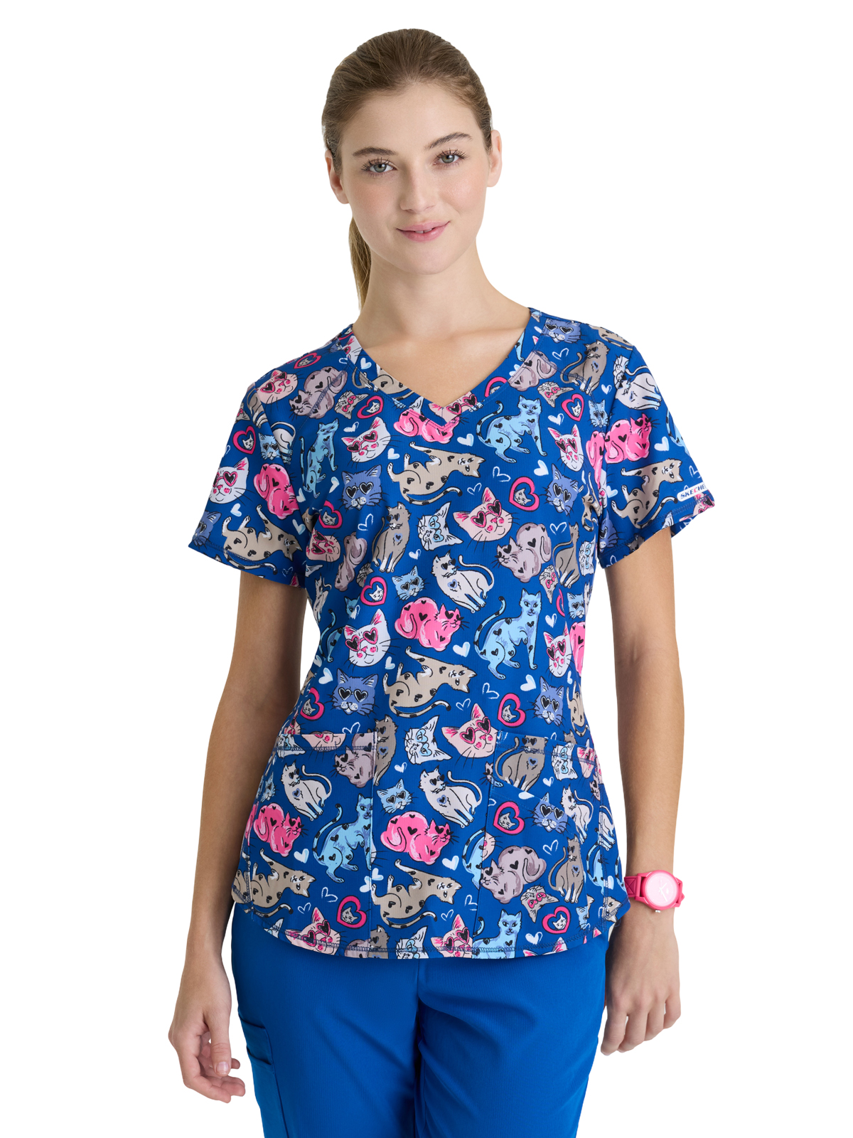 Skechers - Women's Three-Pocket V-Neck Reliance Print Scrub Top 7