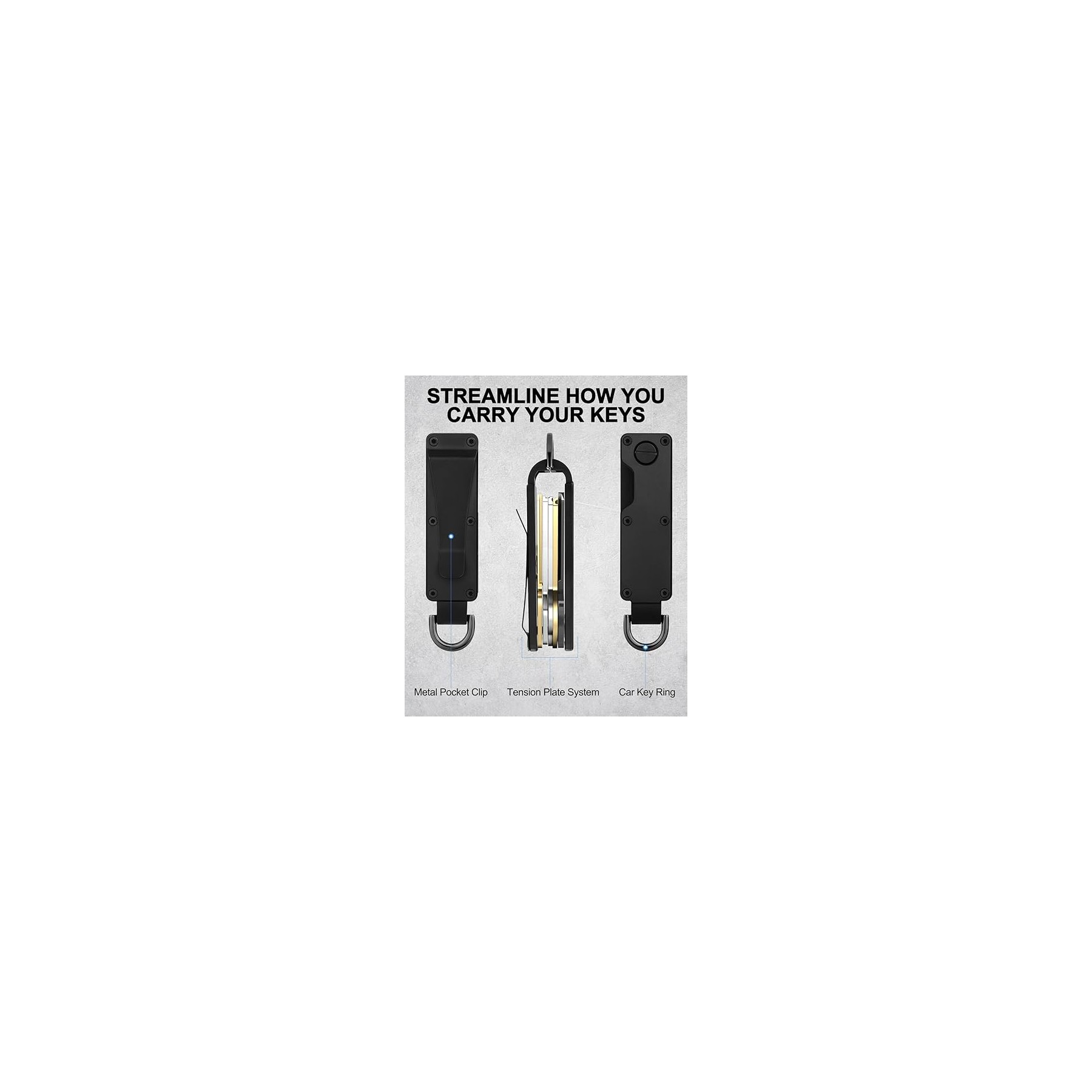 Compact Metallic Key Holder Secures 1-5 Keys 2