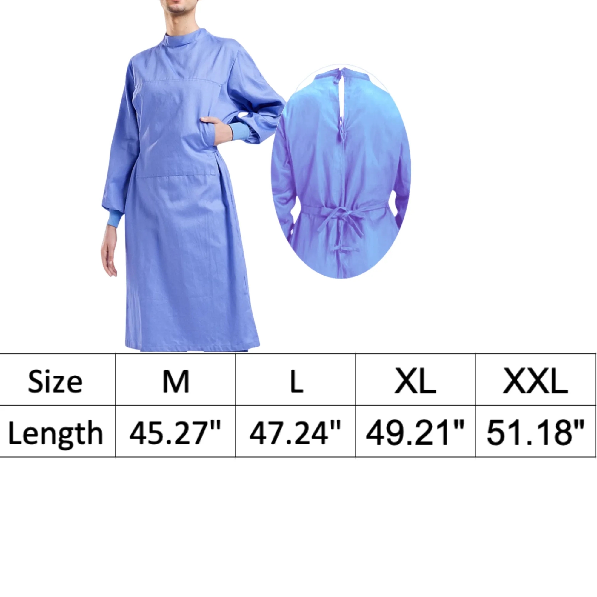 Long Sleeve Lab Coat Scrubs Surgical Gown For Men Women 3