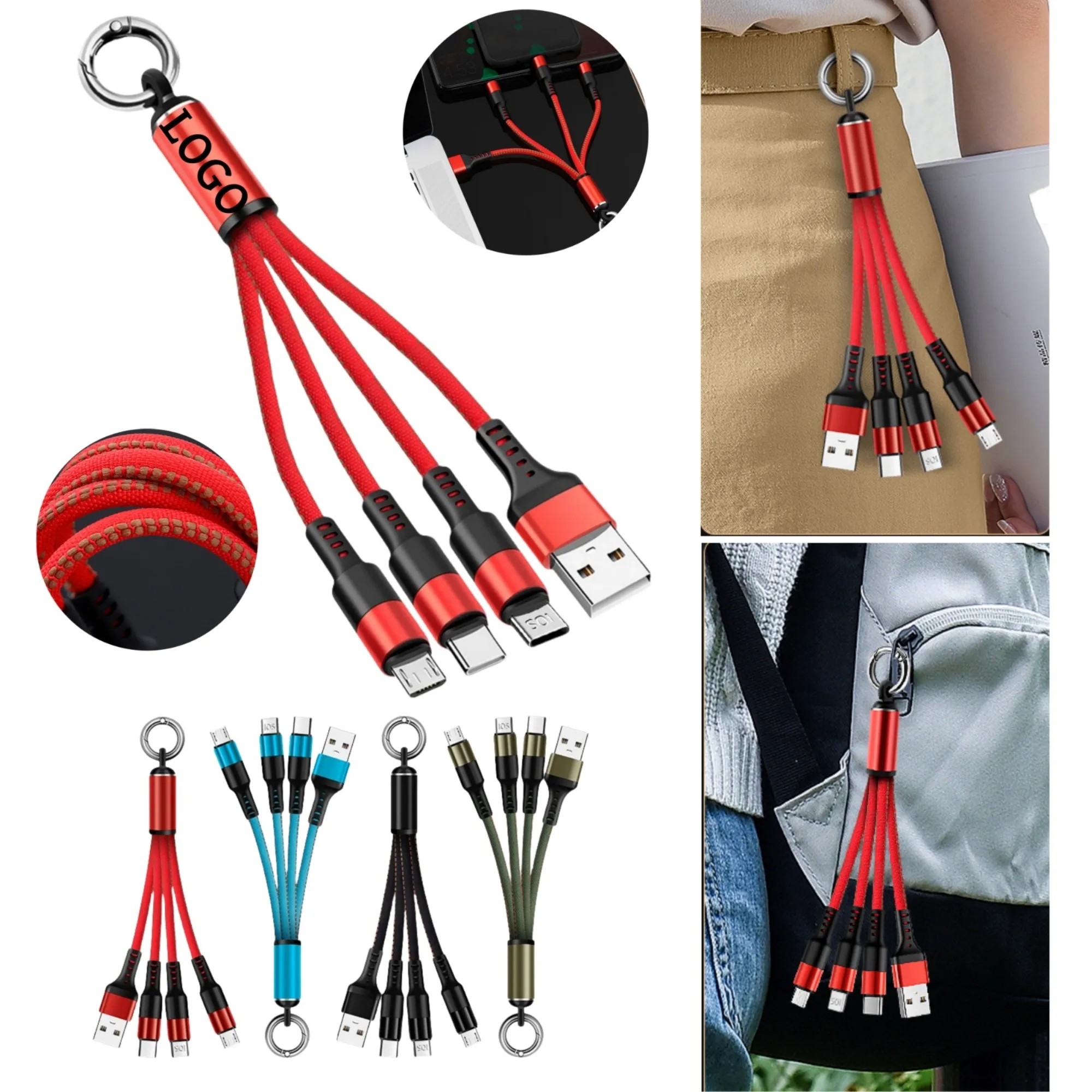 Fast Charging 3 In 1 Portable Cable Key Ring 5