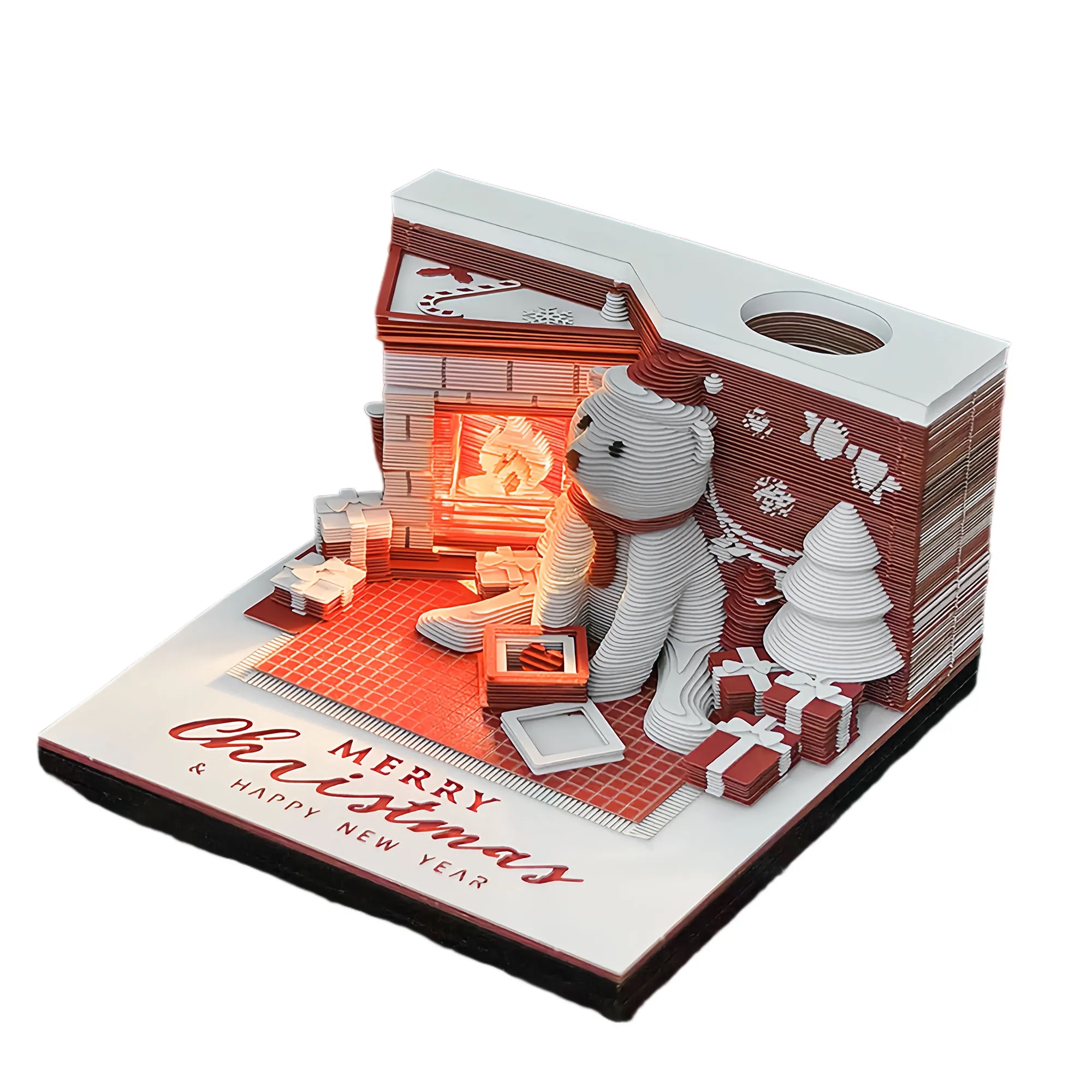 Panoramic 3D Paper Cut Desk Calendar With Tearable Notes 8