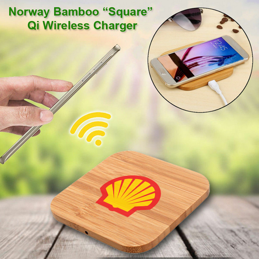 Norway Bamboo Qi Wireless Charger 10 Watts - Square