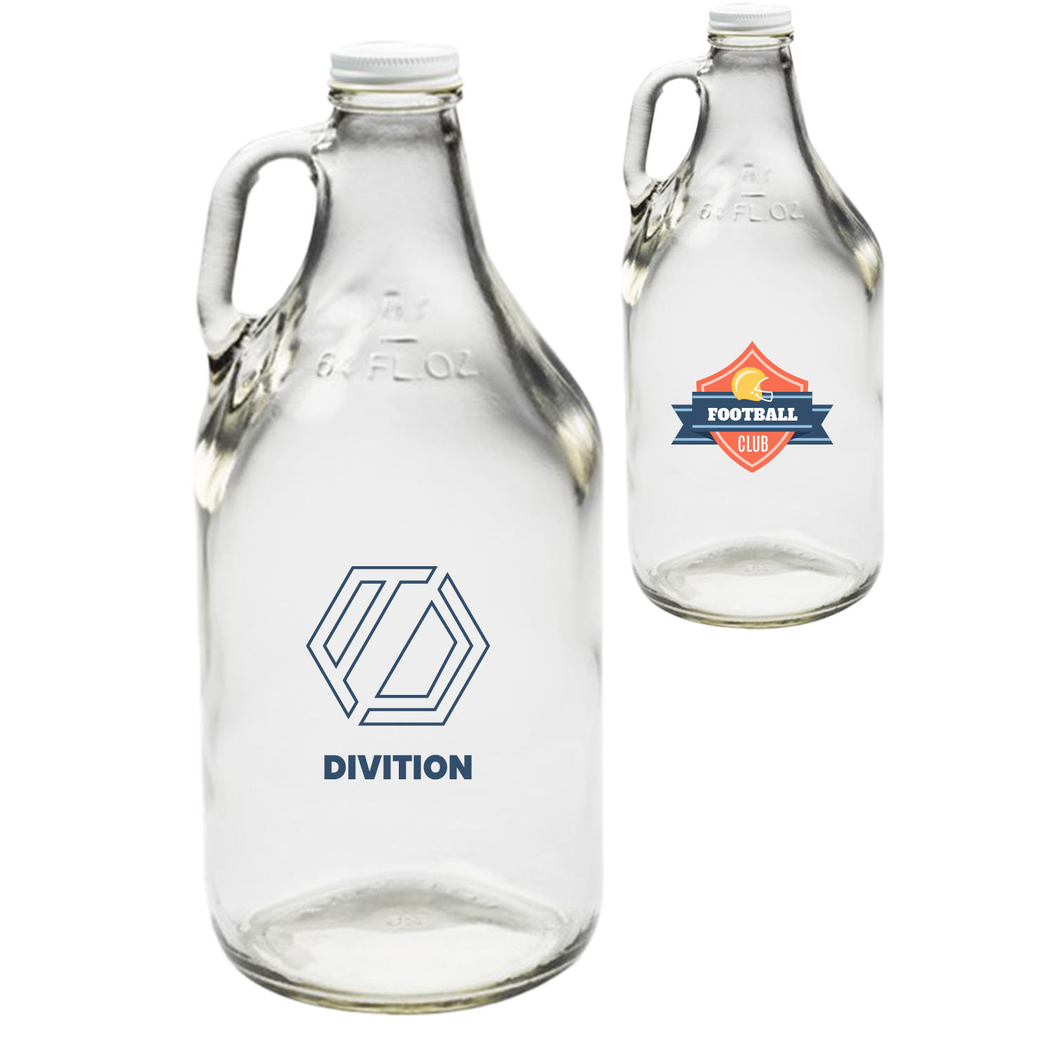 64 oz. Growlers Durable Clear glass 1