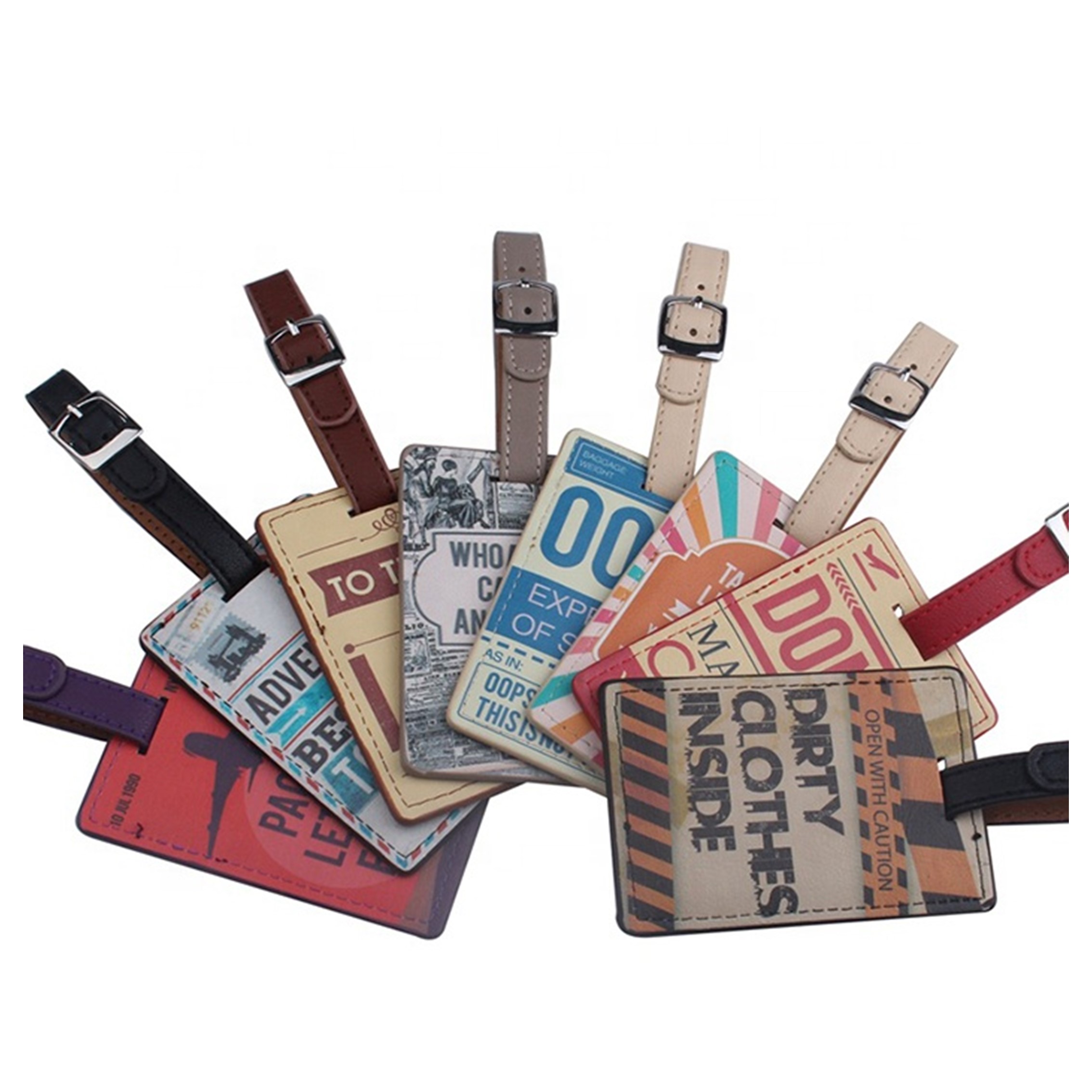 Custom PU Leather Luggage Tag, custom luggage tag with logo imprint 4