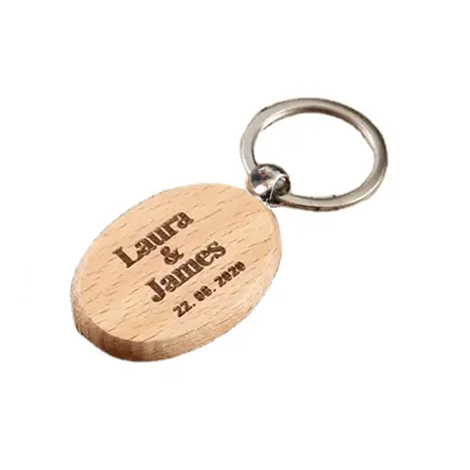 Wooden Oval Shape Keychain 3