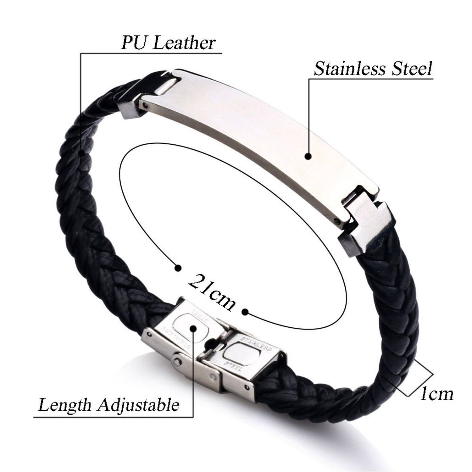 Stainless Steel Leather Woven Bracelet 1
