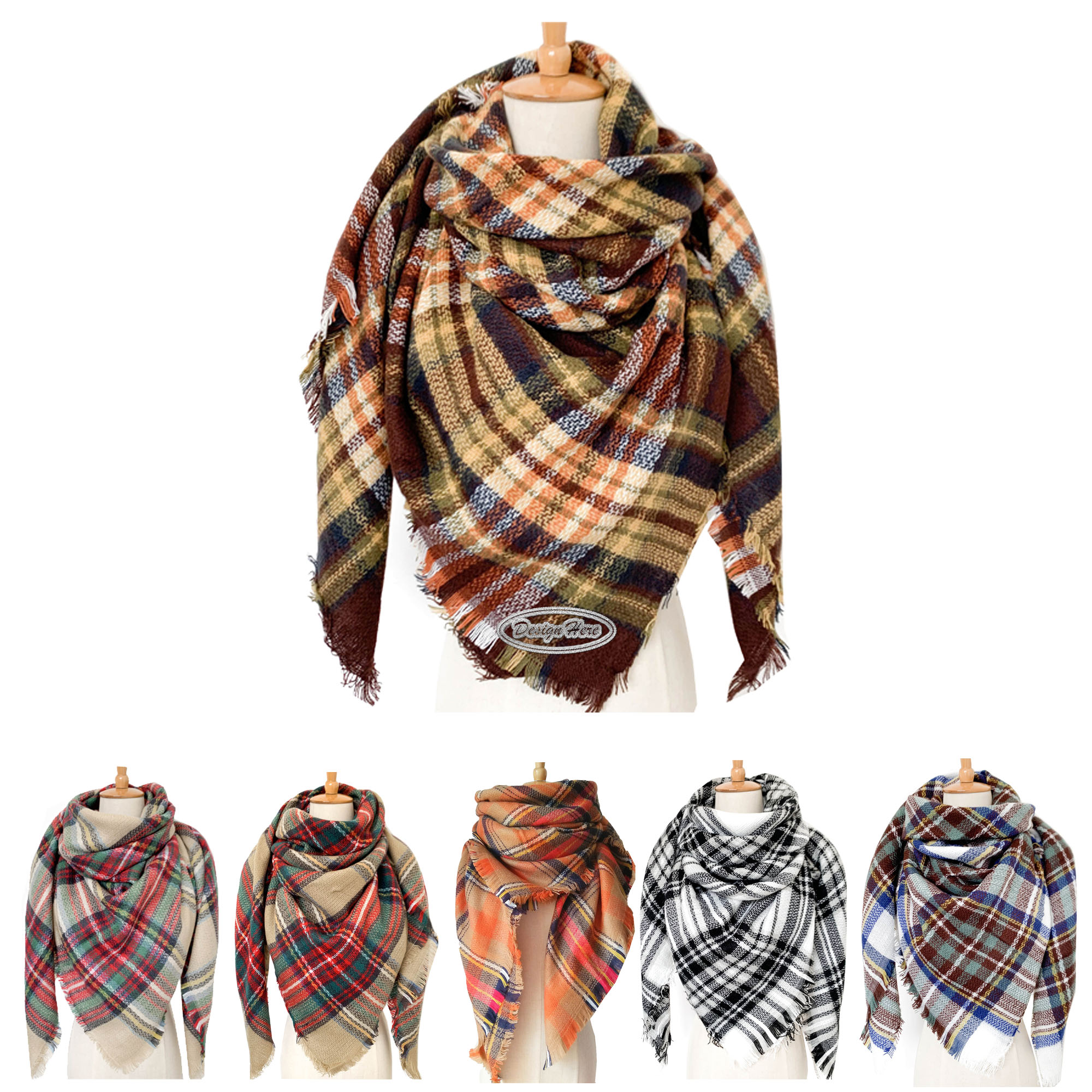 Cozy Double-Sided Oversized Plaid Scarf for Fall and Winter 2