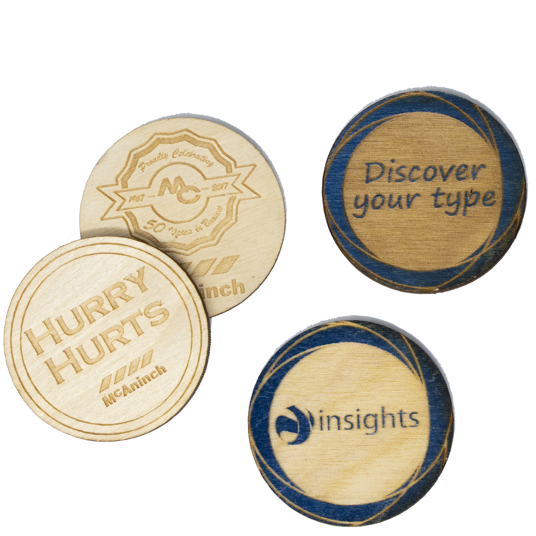 Wood Poker Chips: 2 Side Imprint 2