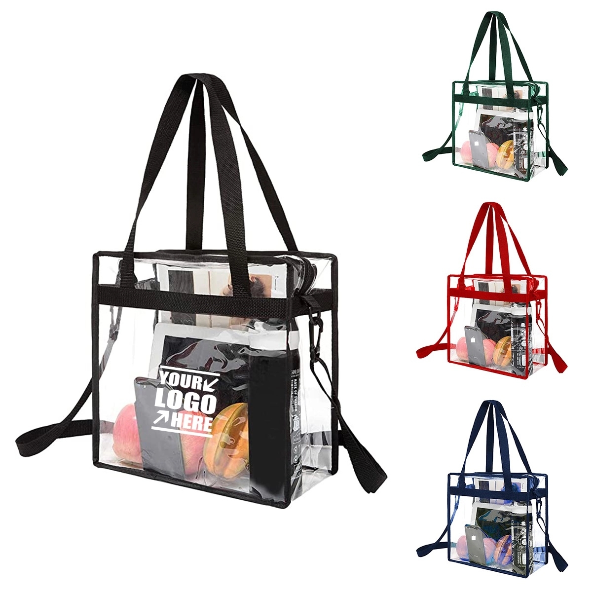 Clear bags Stadium Approved Clear Tote Bag with Zipper 3