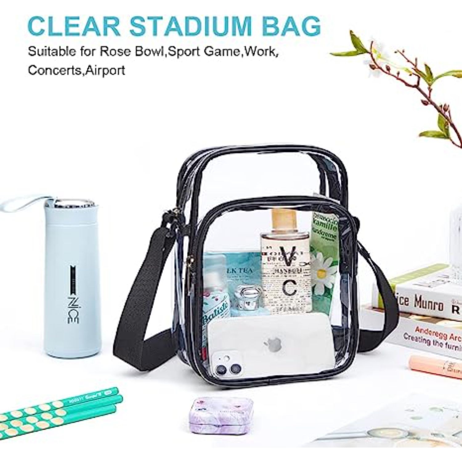 Clear PVC Crossbody Messenger Shoulder Bag with Adjustable Strap 14