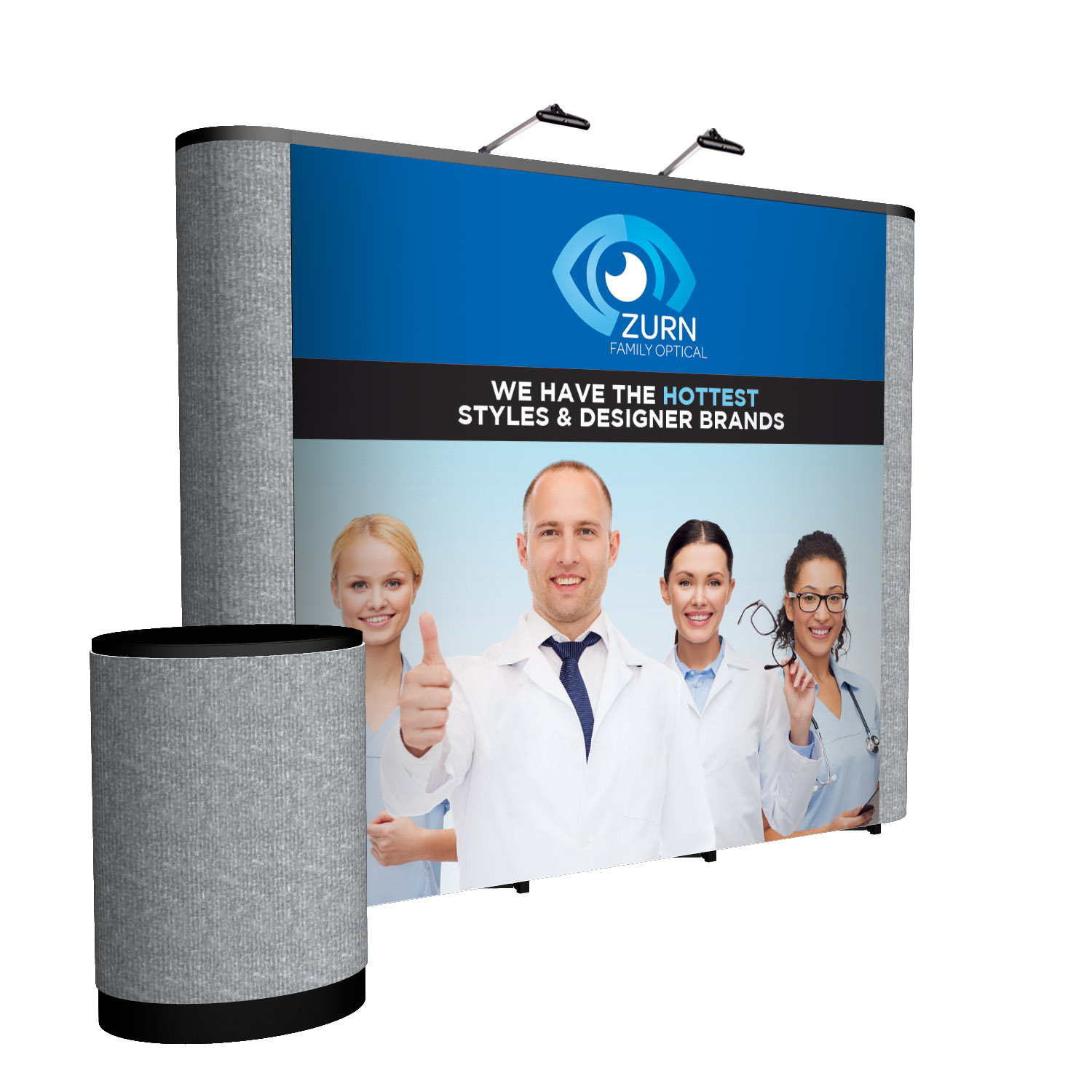 10' Straight ARISE Floor Display Kit (Mural with Fabric Ends) 8