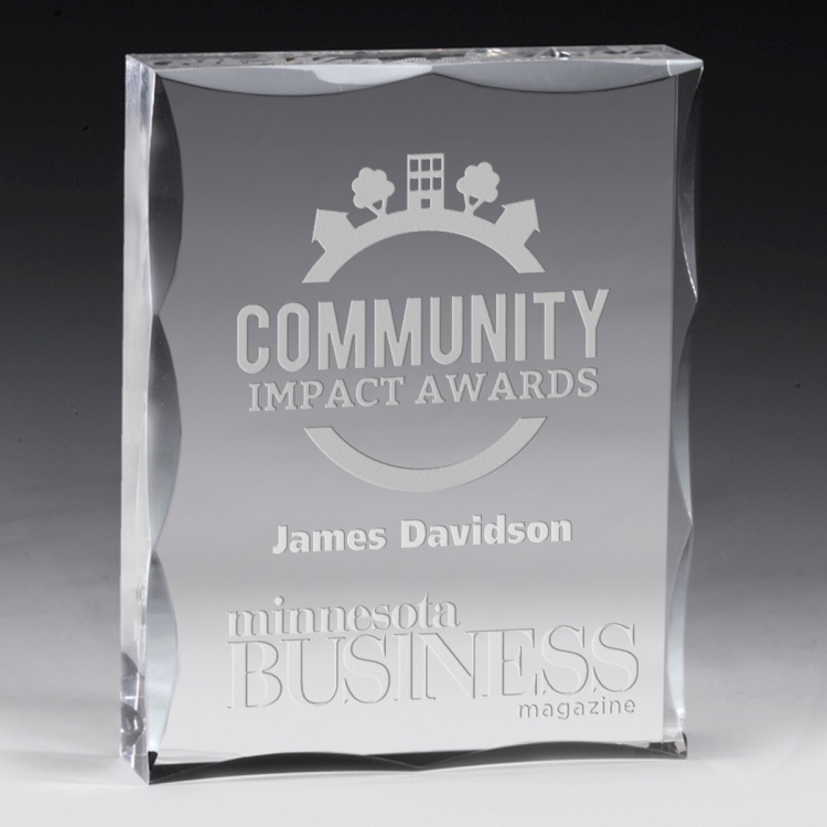 Scalloped Acrylic Paperweight Awards - 4" x 5" x 1" - 2244S (Screen Print) 2