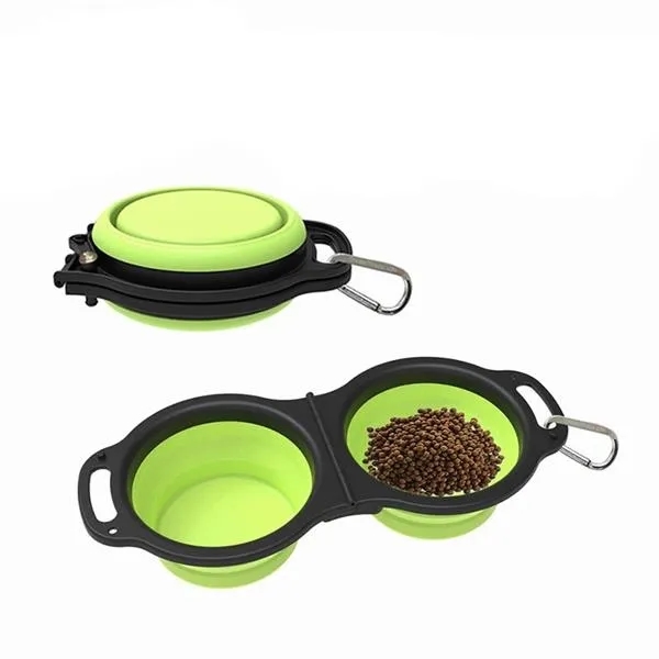 Collapsible Pet Double Bowls with Carabiner 7