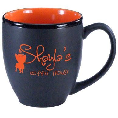 16 oz Orange In / Matte Black Out Hilo Bistro Mug