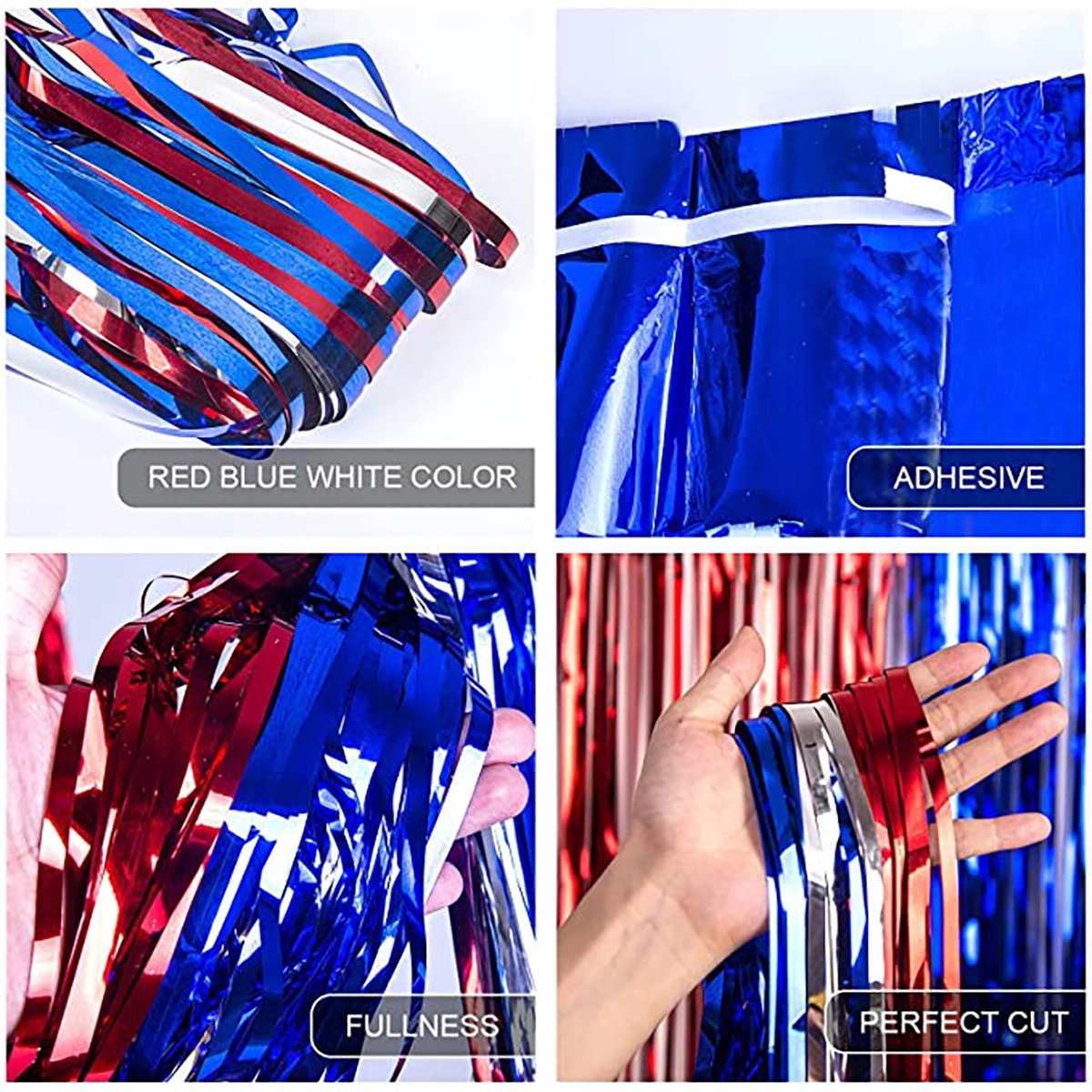 Red White And Blue Foil Fringe Curtains July 4Th Decor 5