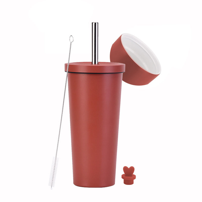 Double Wall Vacuum Straw Insulated Tumbler with Lid 9