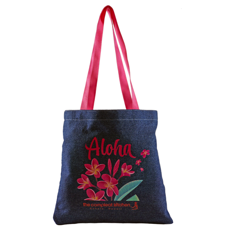 Flat Denim Tote, with Poly Handles & Nylon Liner, custom tote bag with logo imprint 4