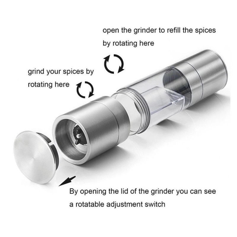 Custom 2 in 1 Pepper Grinders With Adjustable Ceramic Rotor 5