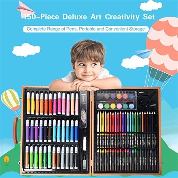 150 Pieces Kids Deluxe Artist Painting Set With Wooden Case 3