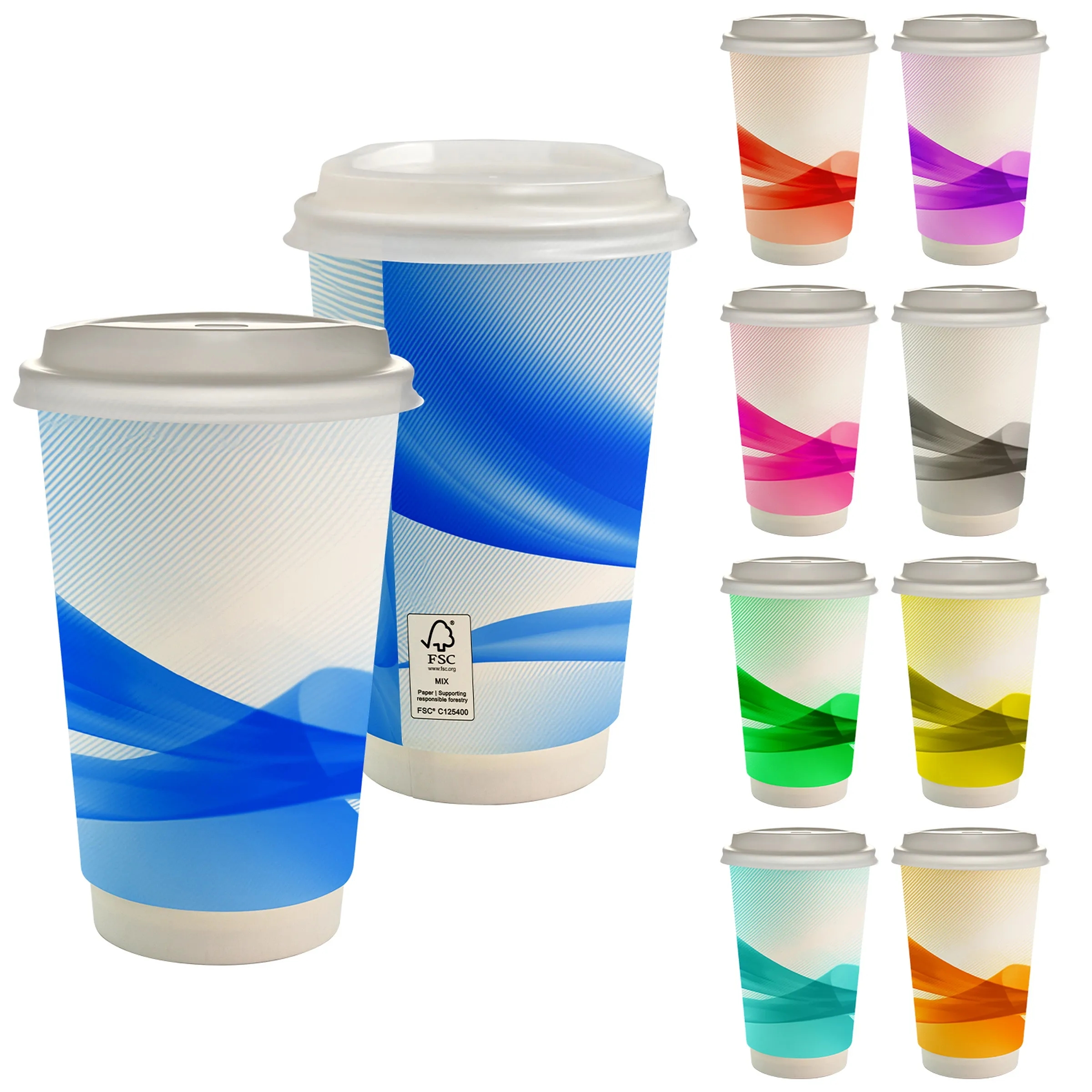 16 oz. Full Color Groovy Paper Cup With Lid 7