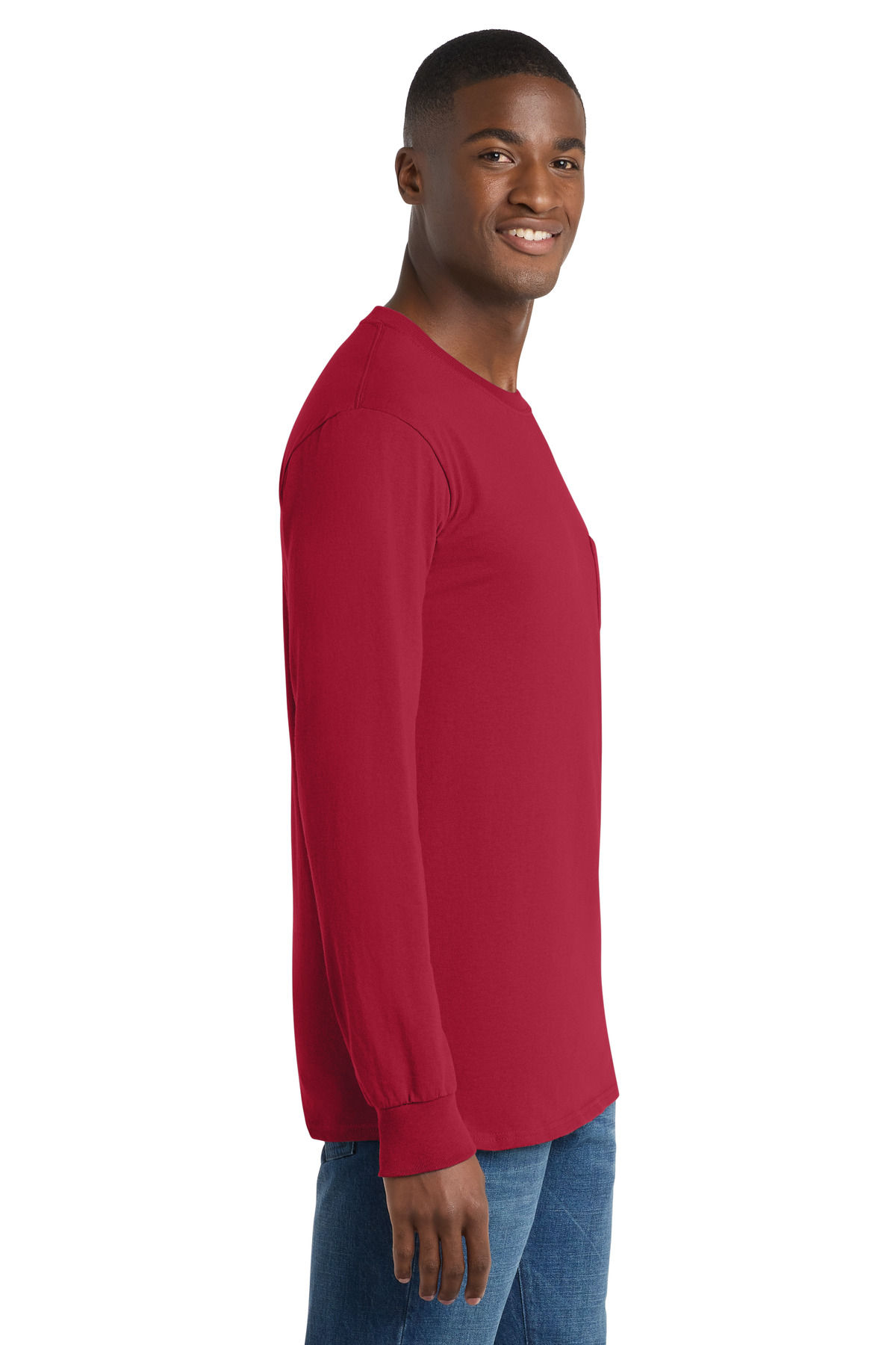 Port & Co Long Sleeve Essential Pocket Tee. PC61LSP 91