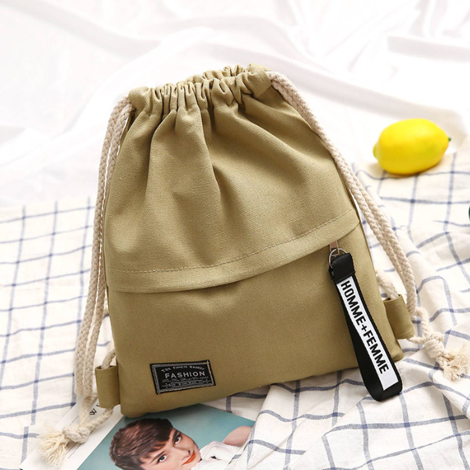 Canvas Storage Drawstring Backpack 8