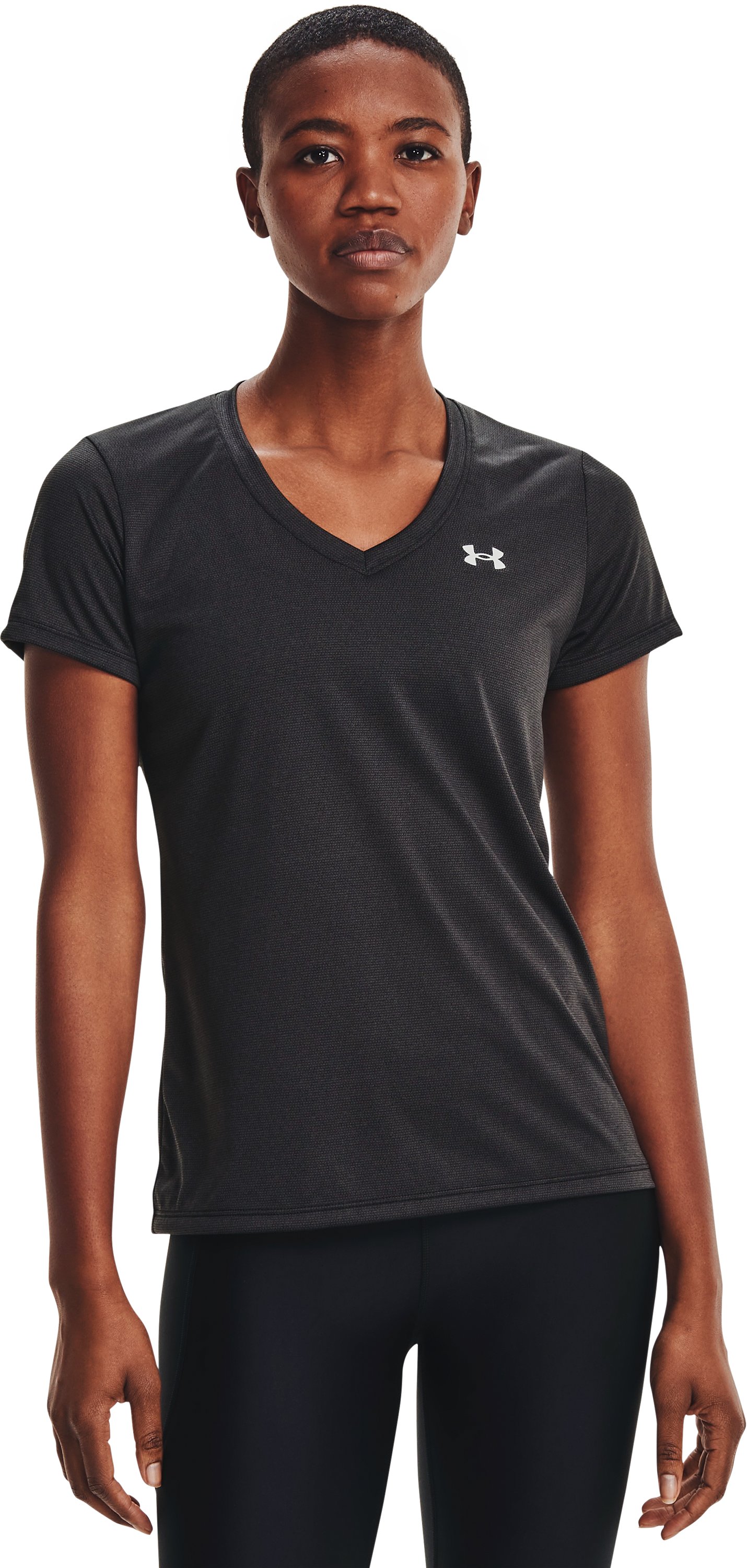 Women's UA Tech Bubble Heather Short Sleeve V-Neck  10