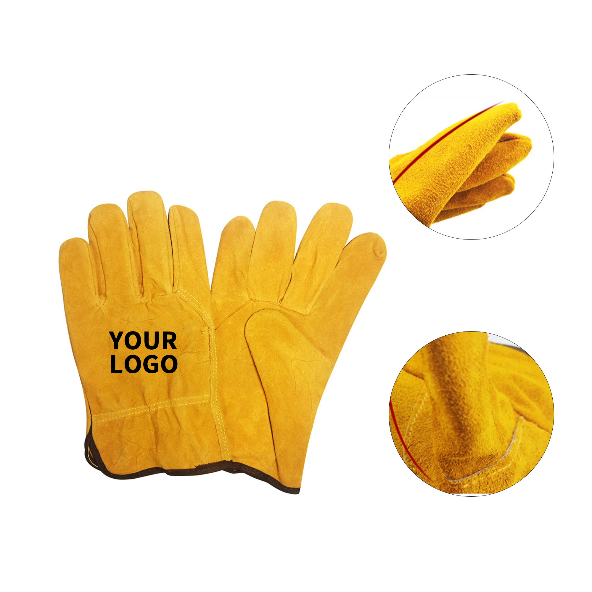 Cowhide Work Glove With Elastic Cuff 9.7" x 5.6" 4