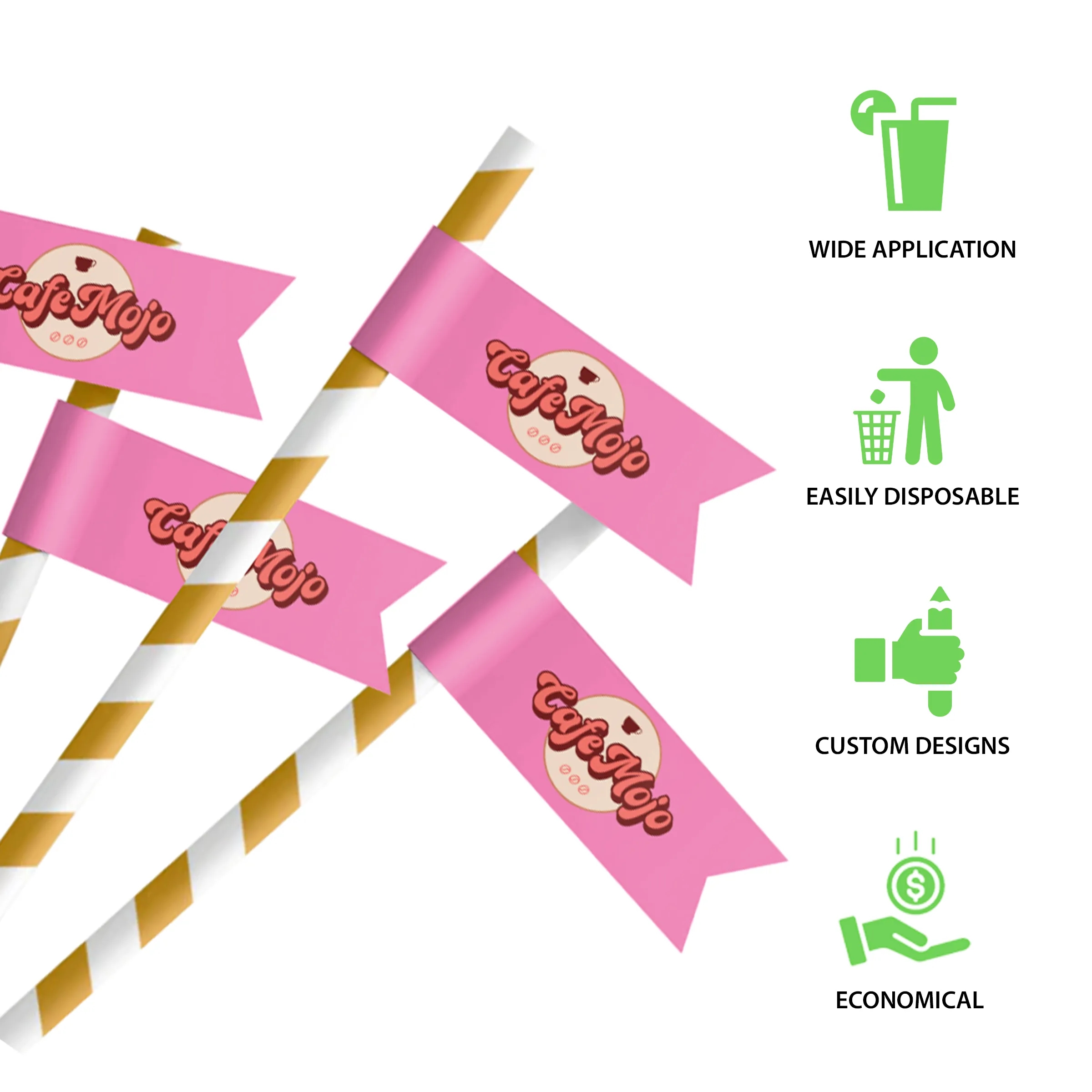 Straw Toothpick Flags Style C - 0.75" x 3" 3