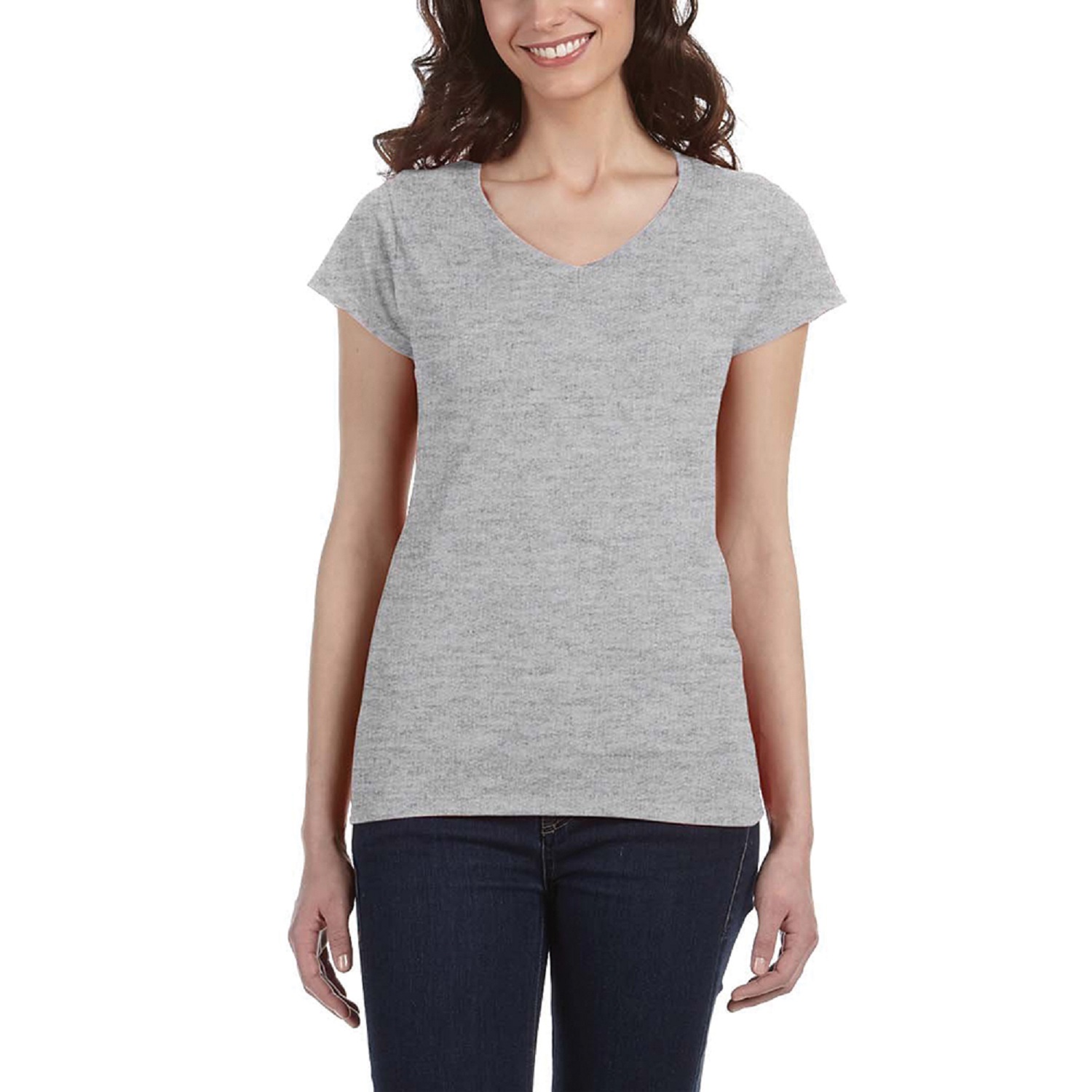 Ladies Preshrunk Cotton V-Neck T-Shirt 9