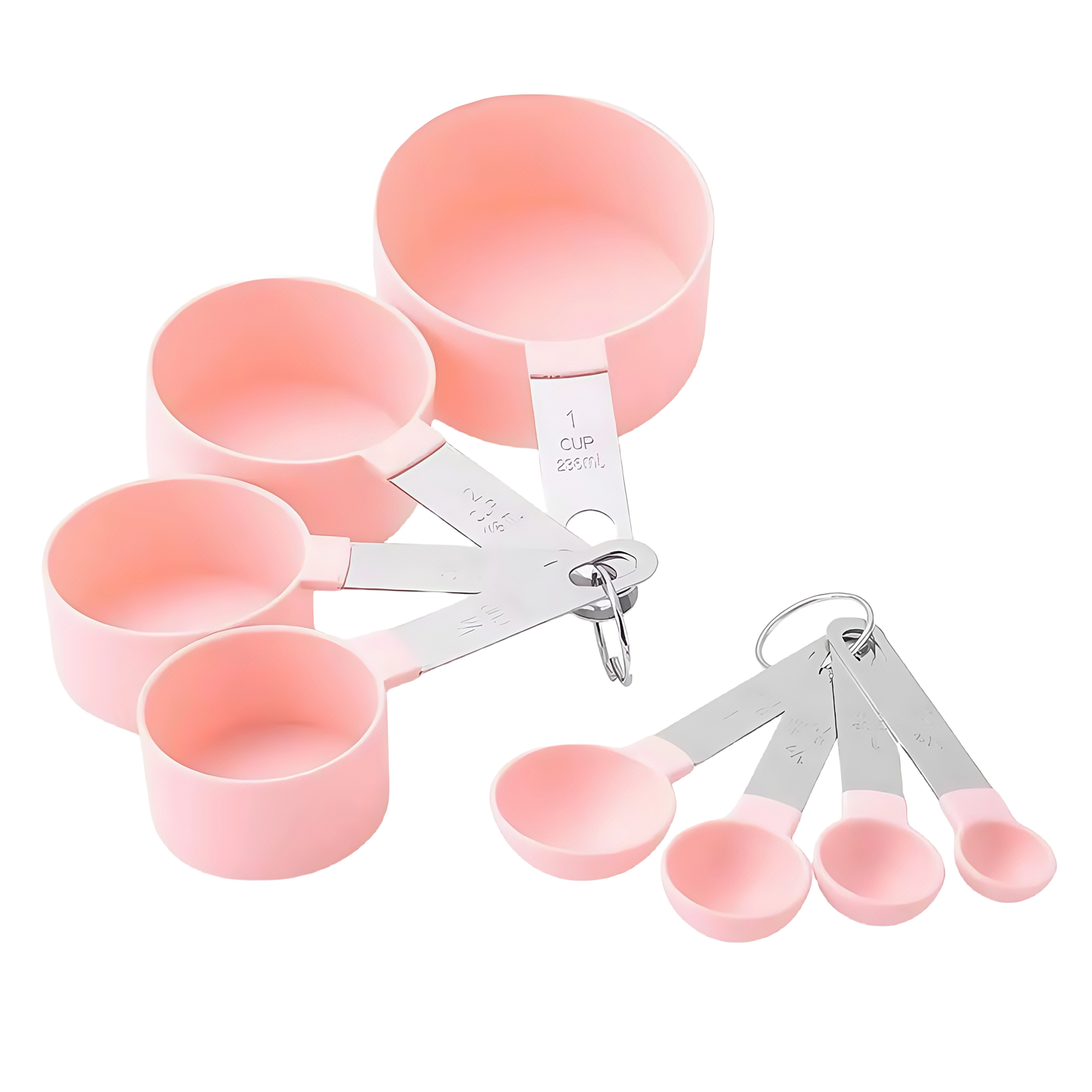 8-Piece Stainless Steel Handle Measuring Spoon Set with Plastic Cups 2