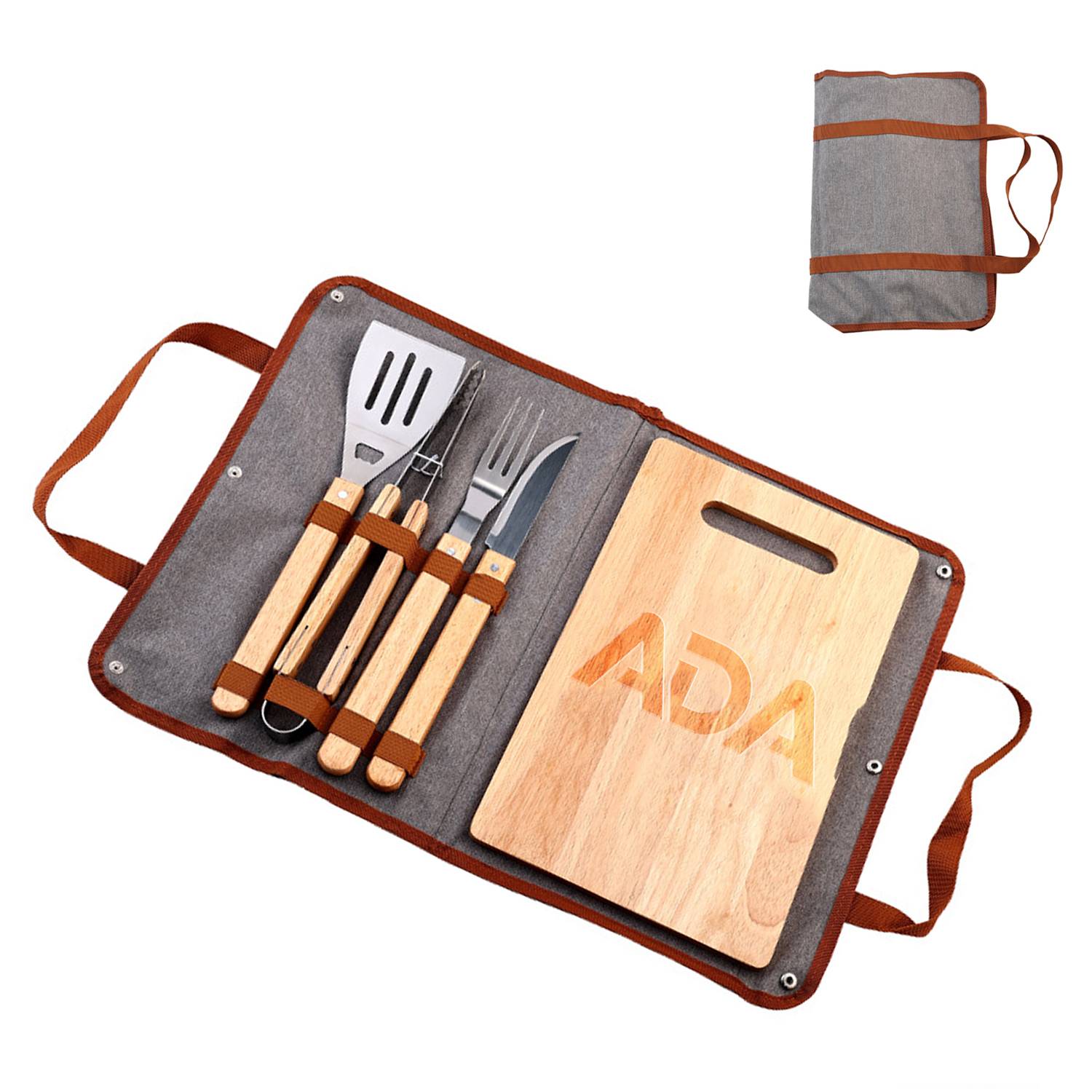 5PCS Stainless Steel BBQ Tool Set w/ Carrying Case 7