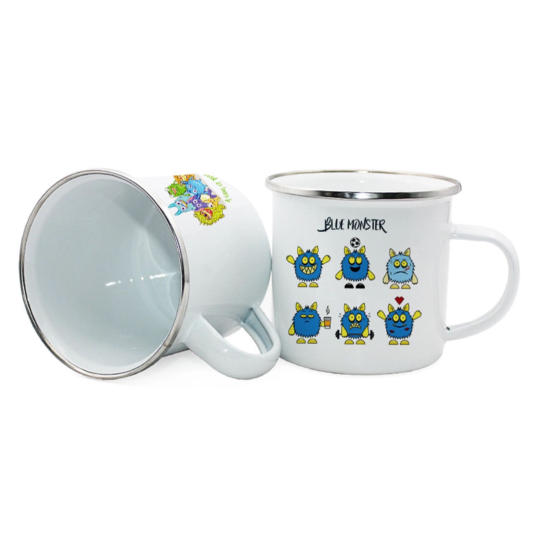 12 oz Enamel Coffee Cup Mug with Stainless Steel Rim 2