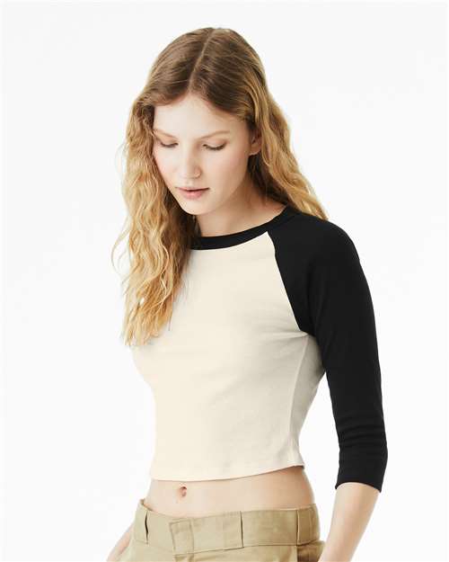 Women's Micro Rib Three-Quarter Raglan Sleeve Baby Tee - 1200 31