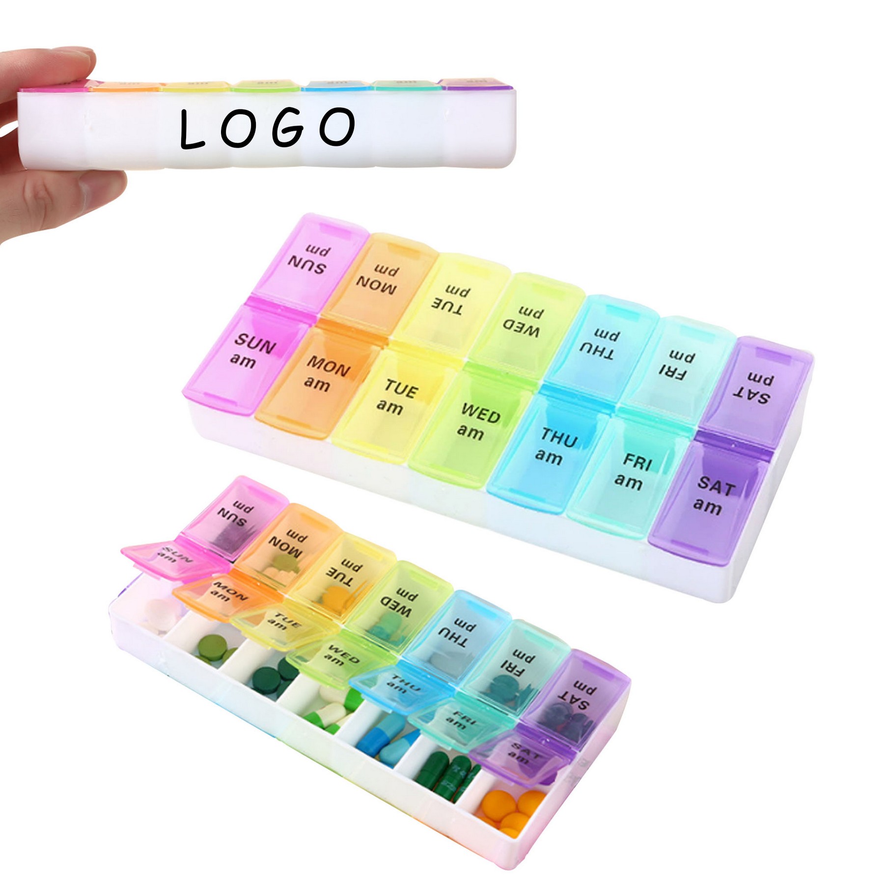 Double Row 7-Day Pill Box Pill Box Organizer