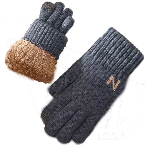 Adult Chunky Ribbed Gloves With Sensitive Touch, Faux Fur Lining, And Custom Logo