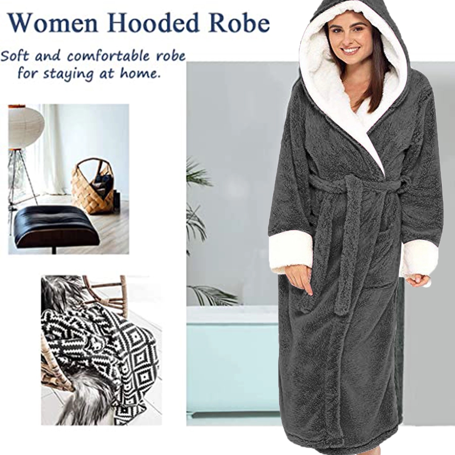 Long Hooded Bathrobe For Women 4