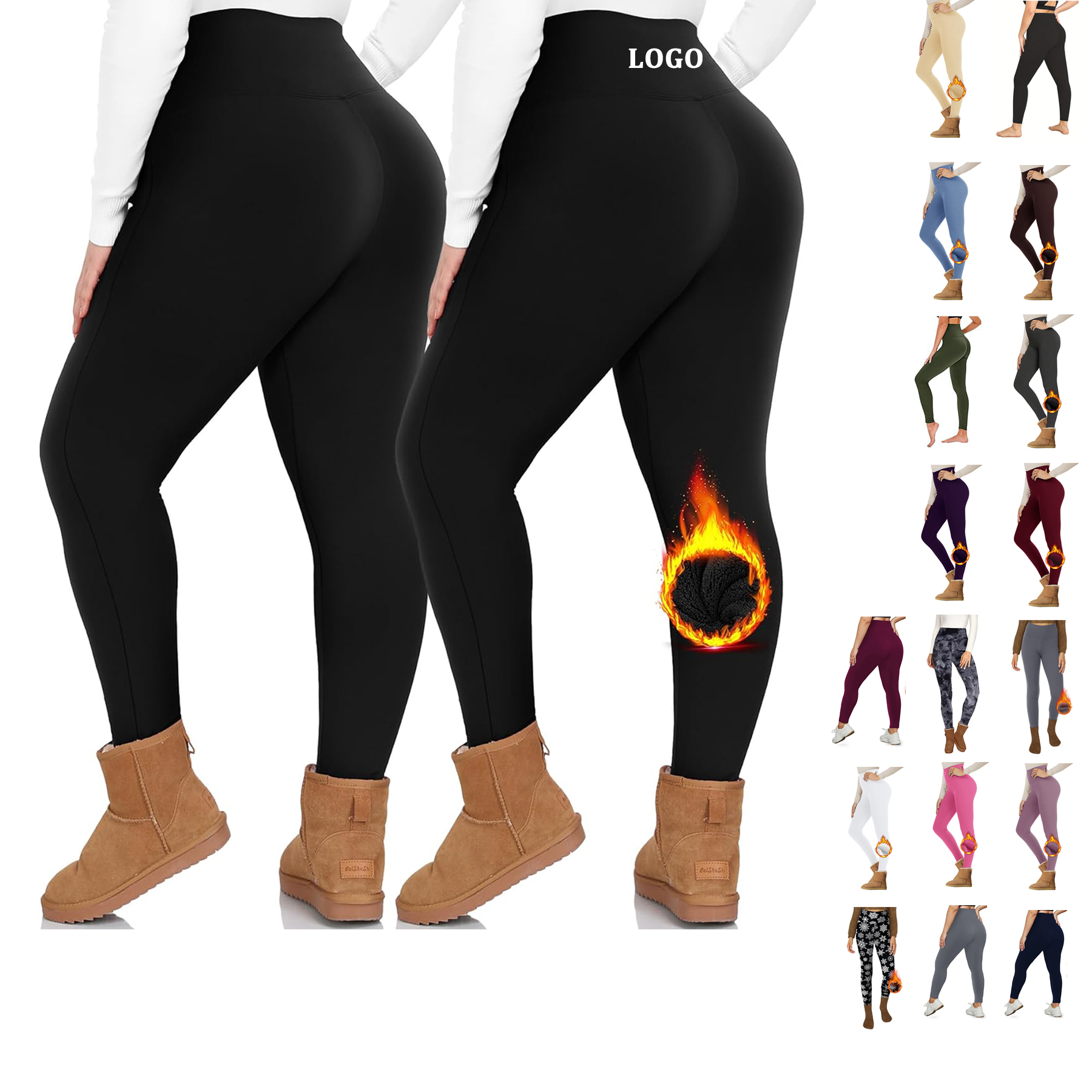 Women Fleece Lined Waist Winter Thermal Yoga Leggings 4