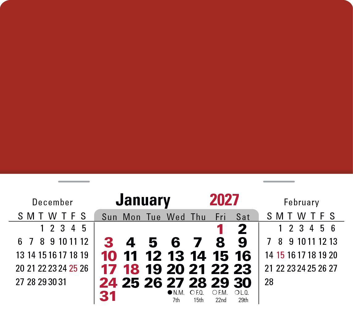 Triumph® Calendars Press-N-Stick XL Header with 3-Month Horizontal Calendar 8