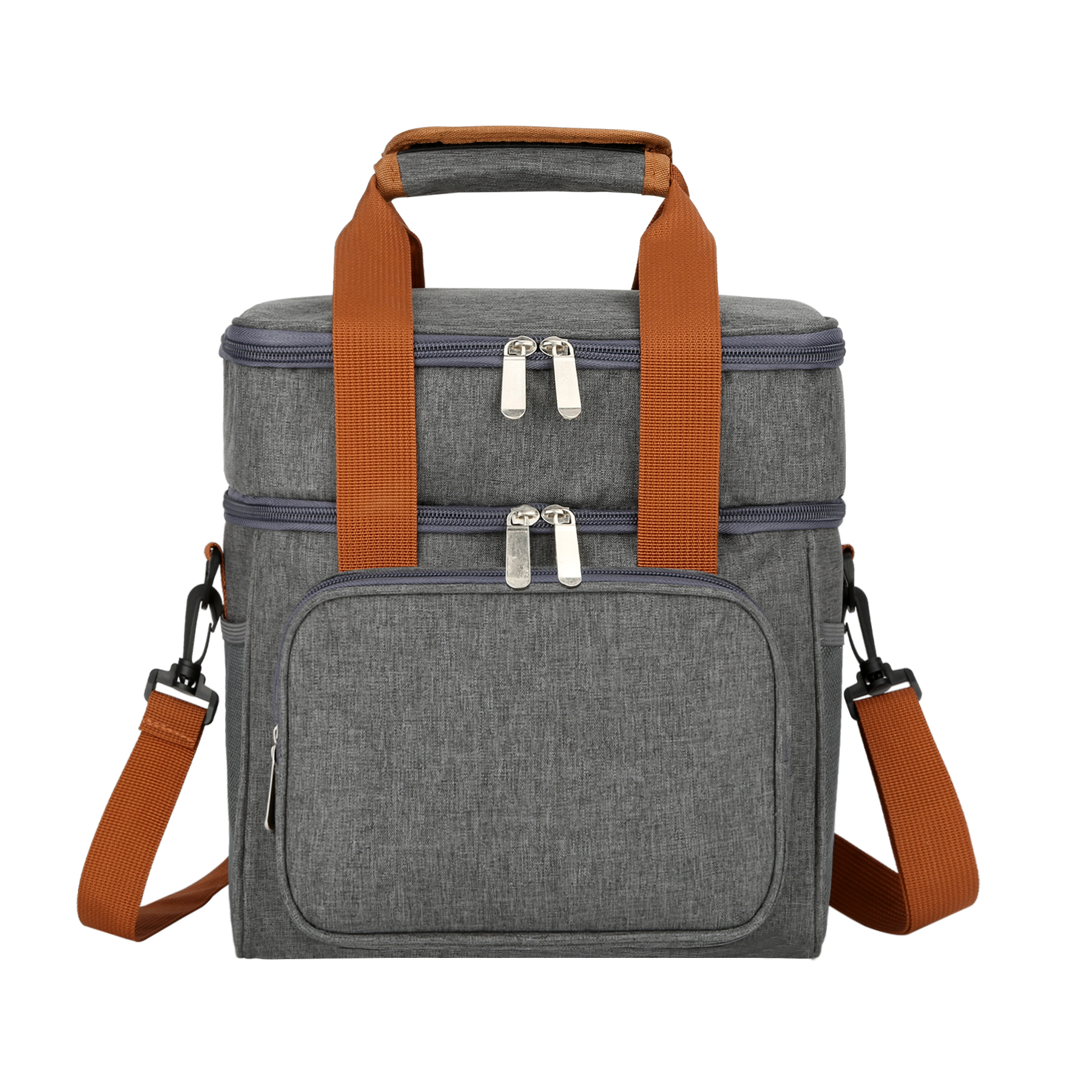 Double Deck Insulated Lunch Bag W/Adjustable Shoulder Strap 8