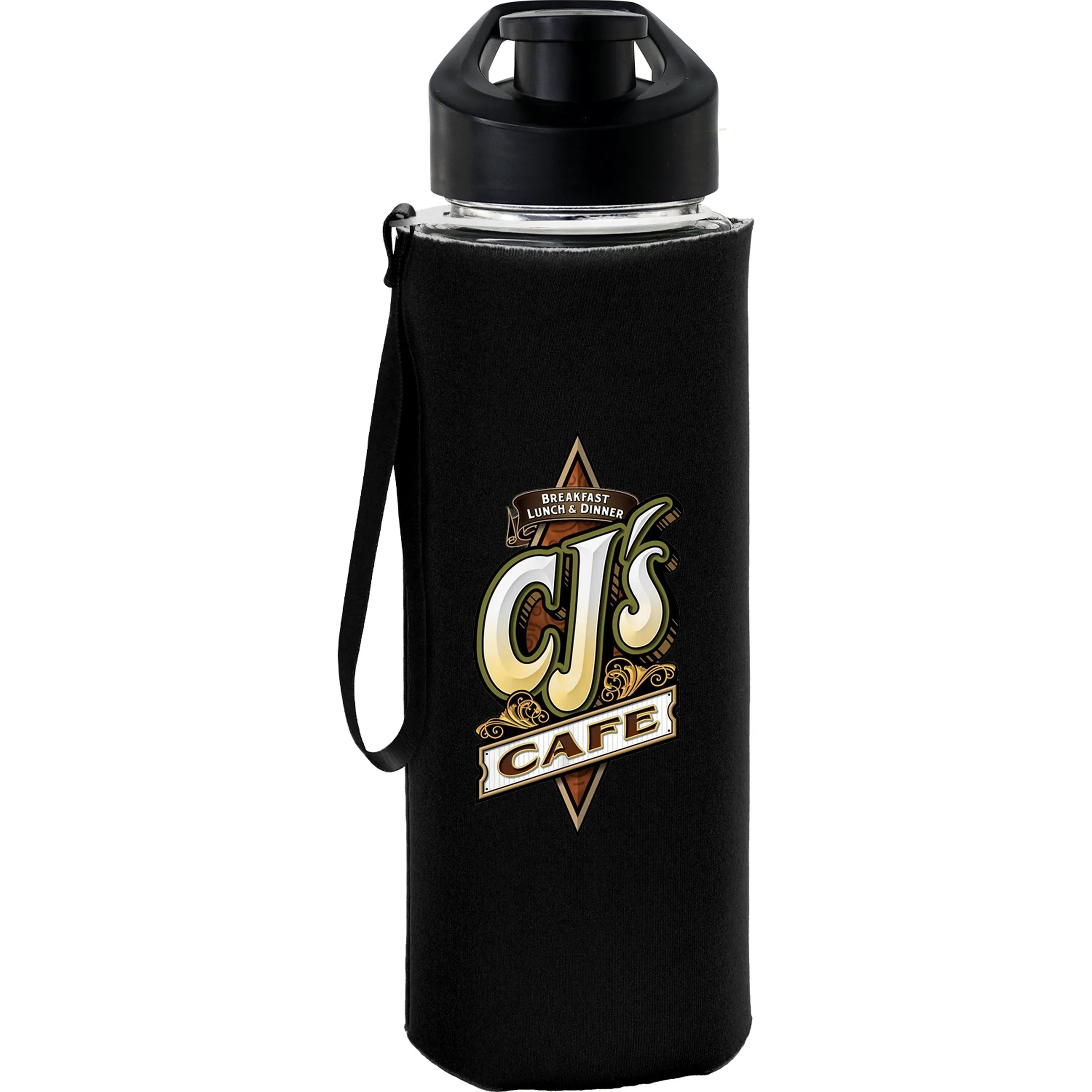 Easy Pour 22 oz Frosted Glass Sleeve Lanyard Bottle 9