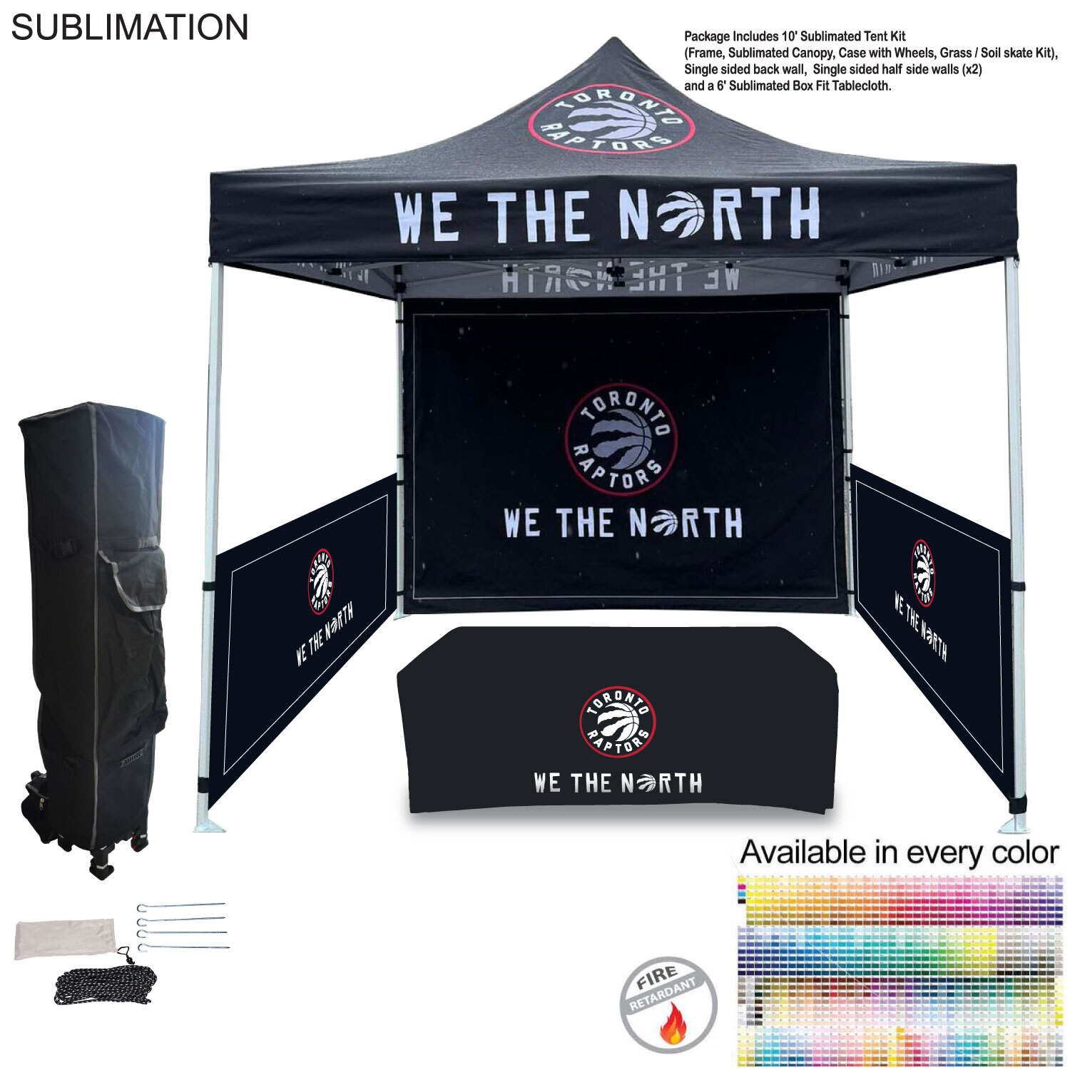 Supreme Event Package, 10' Sublimated Tent, Backwall, 2 Half sidewalls, and 6' Box Fit Tablecloth 14