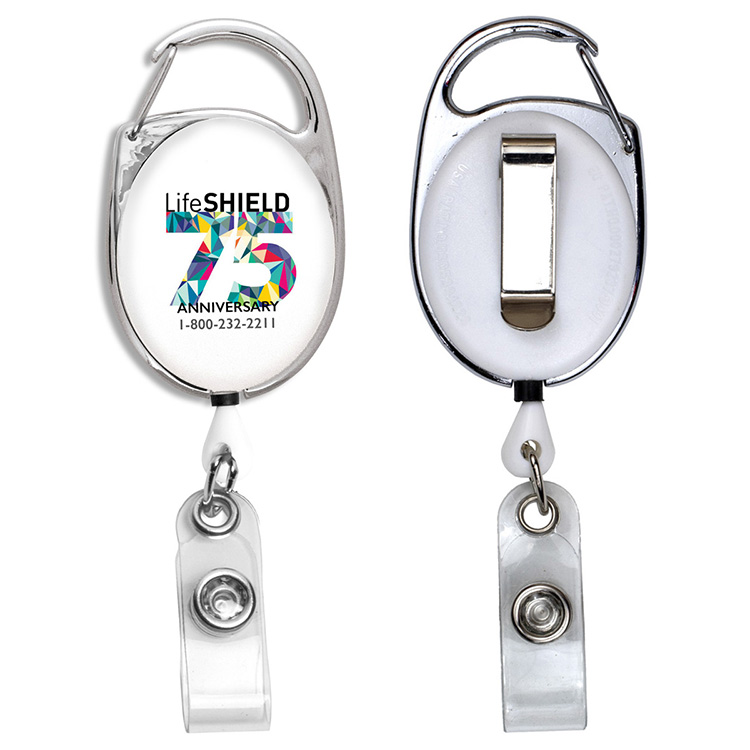 "Oberlin PI" 30" Cord PhotoImage ® Full Color Imprint* Retractable Carabiner Style Badge Reel and Ba 8