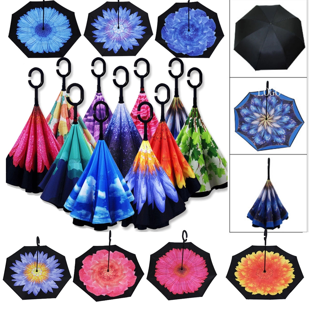 Customize Double Layer Reverse Umbrella With C Handle 2