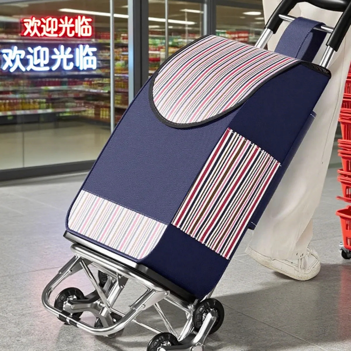 Foldable Lightweight Rolling Shopping Cart 2