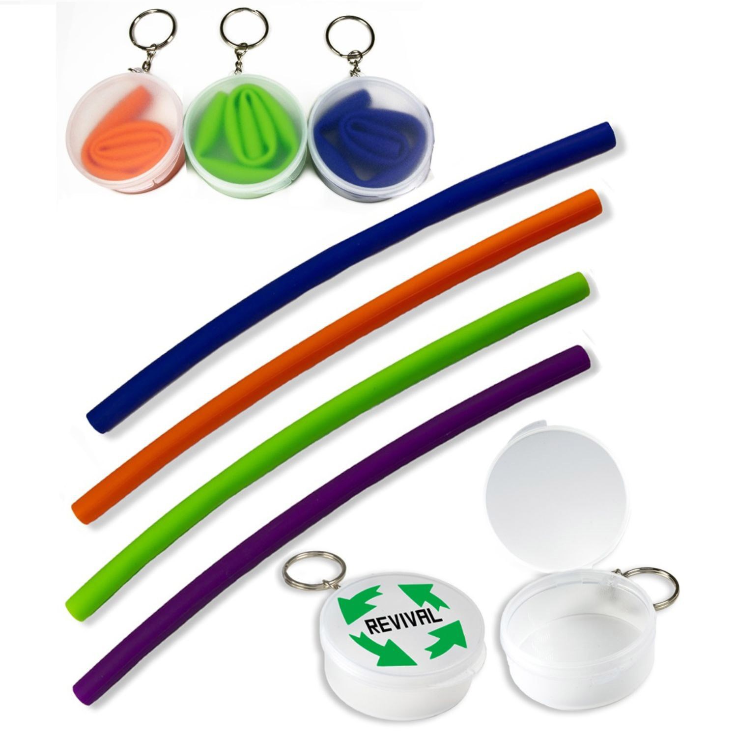Reusable Soft Silicone Straw w/ Carrying Case & Keyring 3