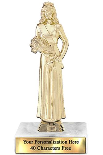 Trophy: 7", 2x3 white marble base, Beauty Pageant 2