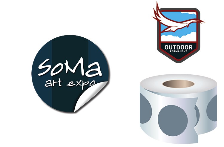 Roll Stickers / Decal - Outdoor Permanent - 1.0" Diameter Round Shape 1