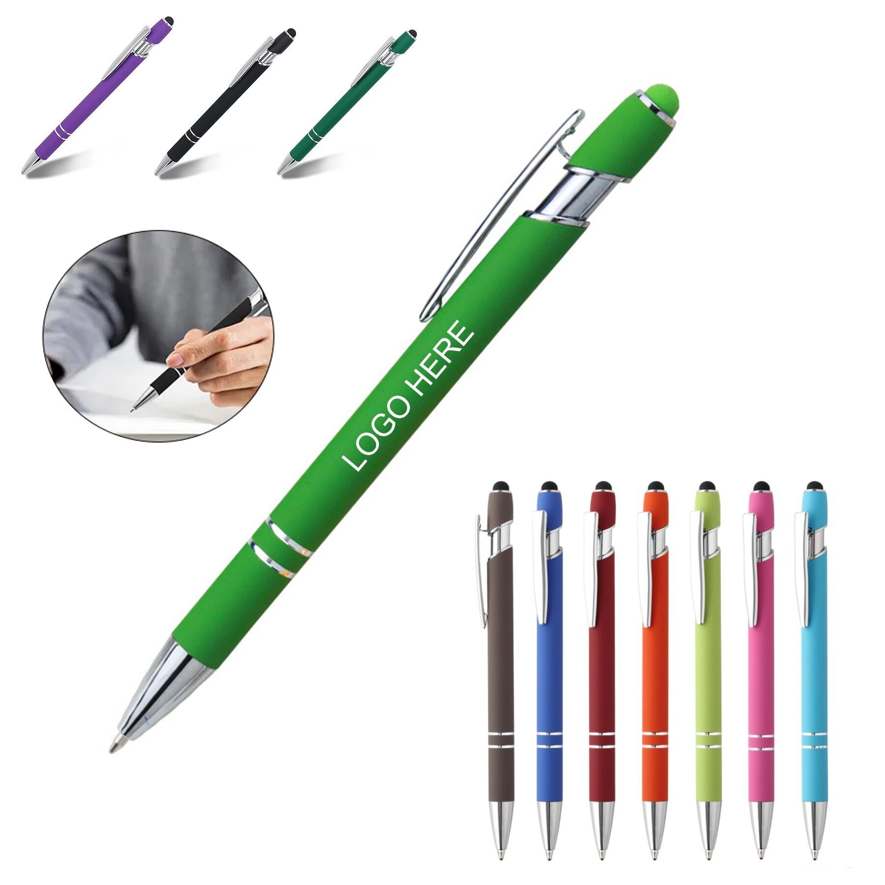 Metal Ballpoint Pen With Stylus Tip Silver 10